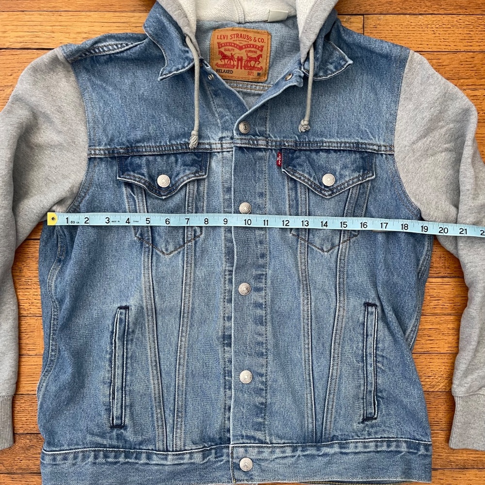 Levi’s Men’s Hybrid Hoodie Trucker Jacket Denim Gray Fleece M - Picture 5 of 9